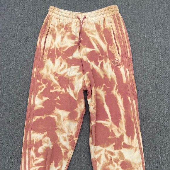 Adidas Originals Pants - Adidas Sweatpants Women's Small Pink Tie Dye Fleece Joggers Cuffed Drawstring